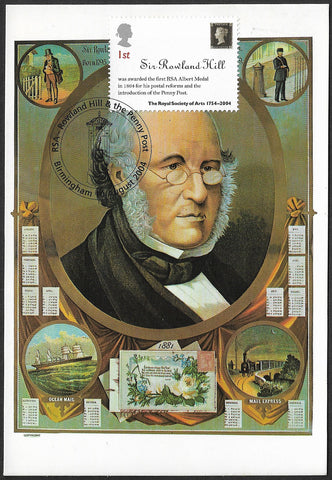 GB 2004 Royal Society of Arts 1st class Sir Rowland Hill stamp maxi card