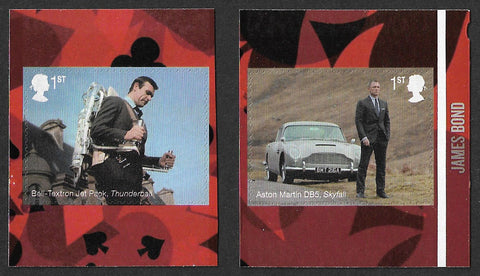 2020 James Bond u/m mnh 1st class stamps x 2 Bell-Textron Jet Pack Aston Martin DB5