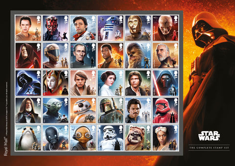 2019 Star Wars u/m mnh Complete stamp Sheet - 30 x 1st