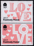 2017 Positively Postal Valentine's Day Artistamps x 2