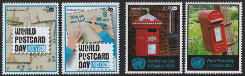 2020 Positively Postal World Postcard Day and World Post Day Artistamps x 4