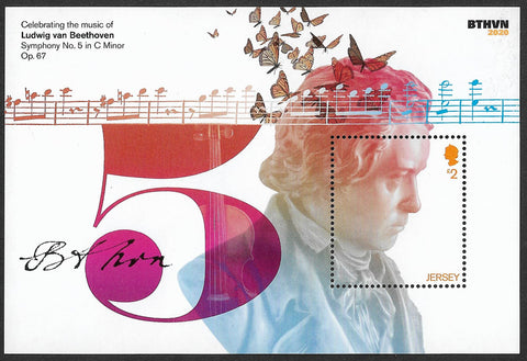2020 Jersey Celebrating the music of Beethoven u/m mnh stamp miniature sheet