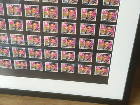 I'm All Stamped Up! Elvis Presley 29c USA stamps x 48 in black frame.