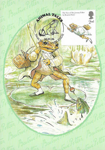 GB 2006 Animal Tales 2nd class Mr Jeremy Fisher Beatrix Potter stamp maxi card #2