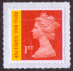 Royal Mail Signed For 1st class bright orange-red MA13 machin stamp SG U3049