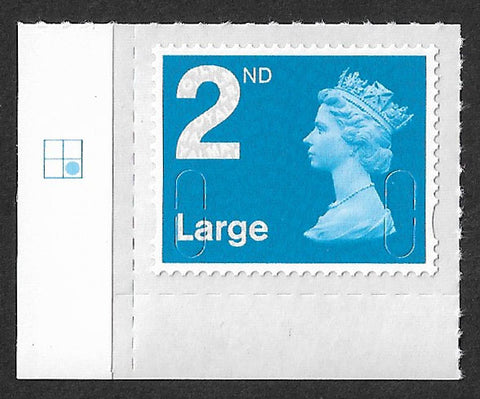 2nd class Large u/m bright blue M15L machin stamp SG U3000 with plate position.